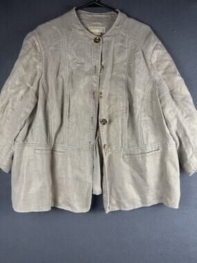 Michael Kors Beige Linen Jacket Womens Gold Button Blazer 20W